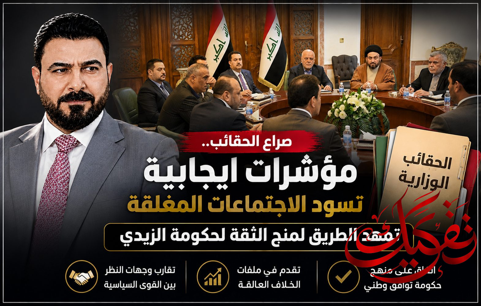 صراع الحقائب.. مؤشرات ايجابية تسود الاجتماعات المغلقة تمهد الطريق لمنح الثقة لحكومة الزيدي
